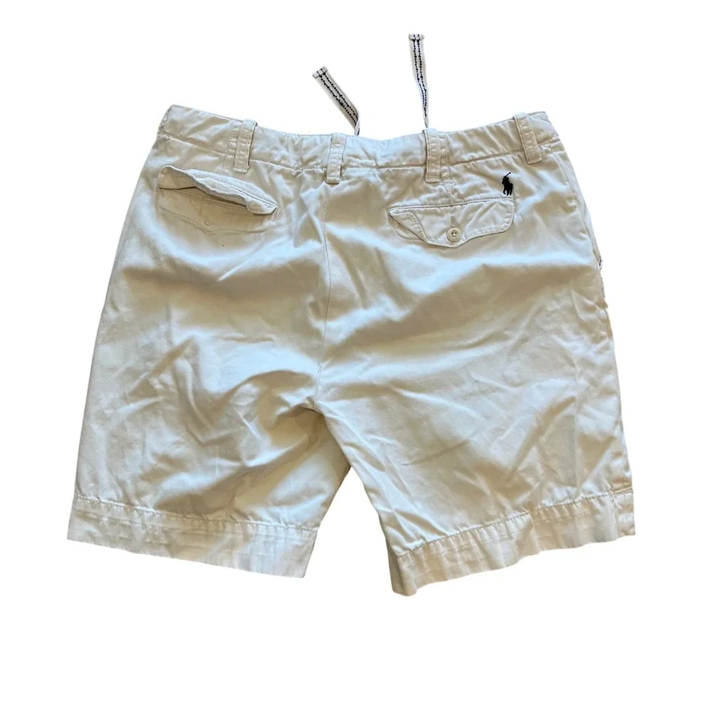 Polo Ralph Lauren Mens Chino Shorts Size 35 Cream Off White Cotton Drawstring 36